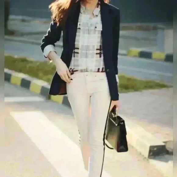 Rag & Bone Womens Cream Gold Piping Tuxedo Jeans Stretch Size 26 - Picture 1 of 11